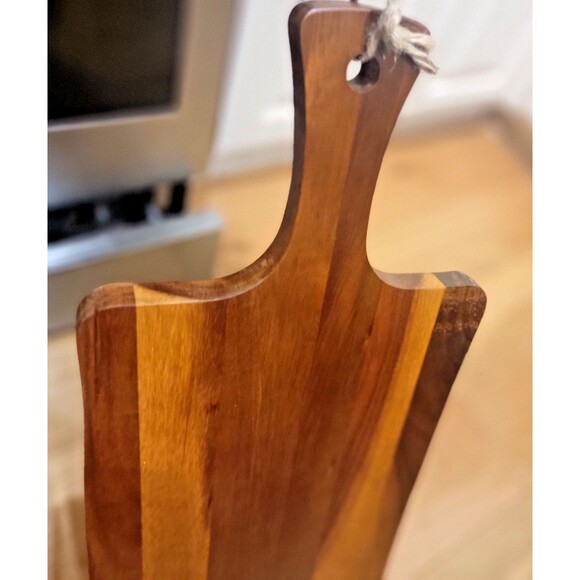 Elegant Acacia Paddle Serving Board Edge Grain Flat Bread Loaf Cutting Board NEW - Picture 6 of 16